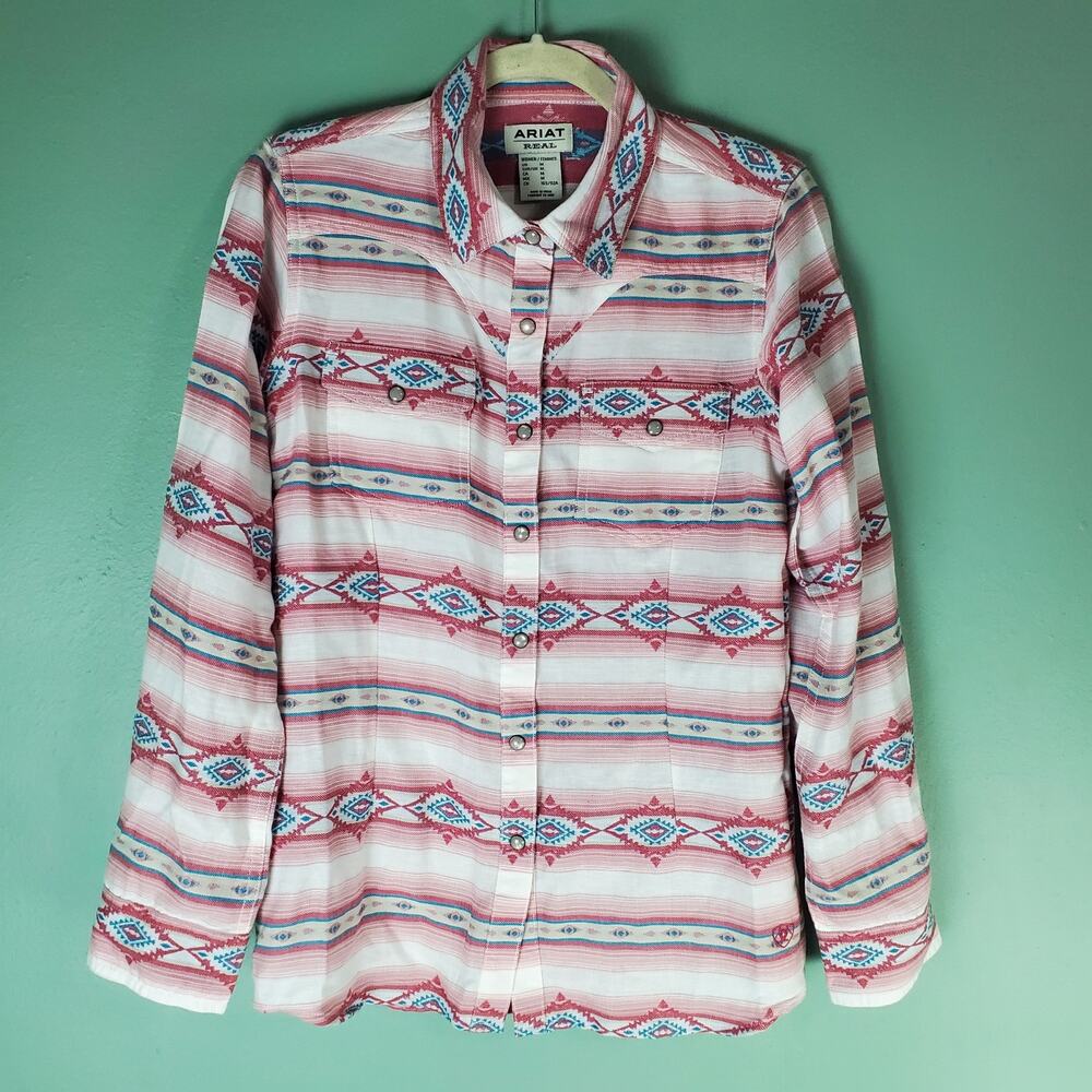 Ariat Womens REAL Kaycee Classic Fit Aztec Striped Western Shirt Size Medium